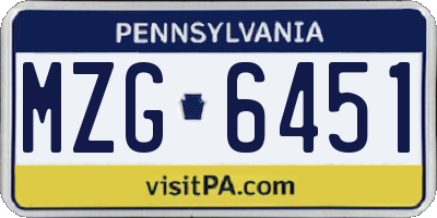 PA license plate MZG6451