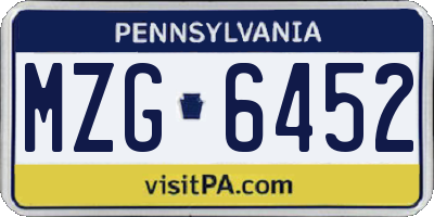 PA license plate MZG6452
