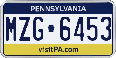 PA license plate MZG6453