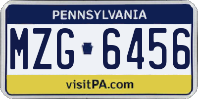 PA license plate MZG6456
