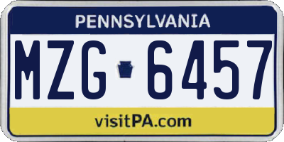 PA license plate MZG6457