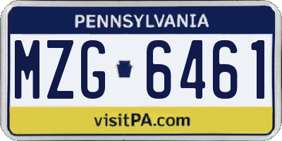 PA license plate MZG6461