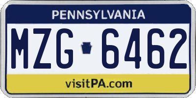 PA license plate MZG6462