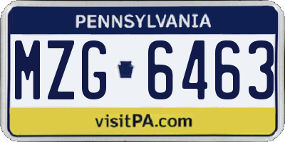 PA license plate MZG6463