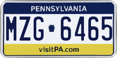 PA license plate MZG6465
