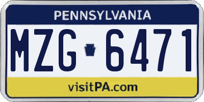 PA license plate MZG6471