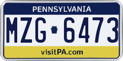 PA license plate MZG6473