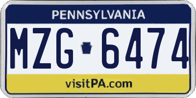PA license plate MZG6474