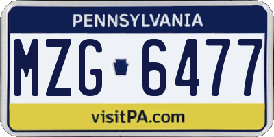 PA license plate MZG6477