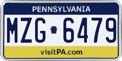 PA license plate MZG6479