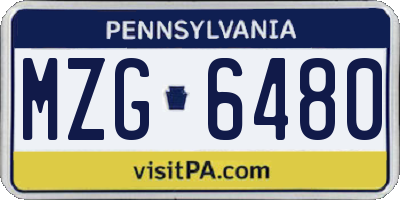 PA license plate MZG6480