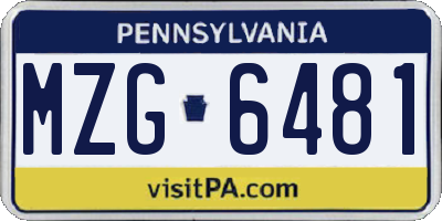 PA license plate MZG6481
