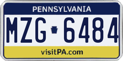 PA license plate MZG6484
