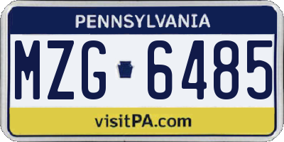 PA license plate MZG6485