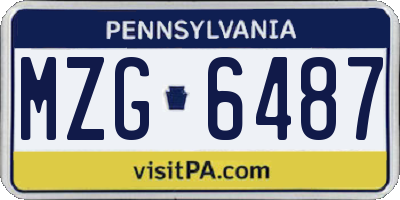 PA license plate MZG6487