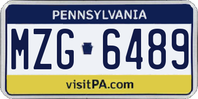 PA license plate MZG6489