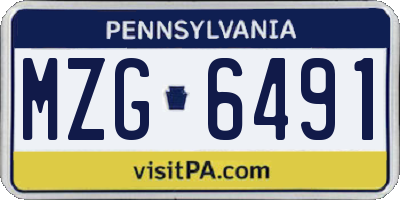 PA license plate MZG6491