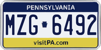 PA license plate MZG6492