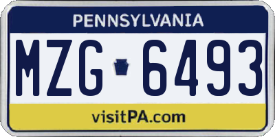 PA license plate MZG6493