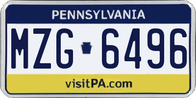 PA license plate MZG6496