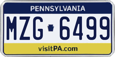 PA license plate MZG6499