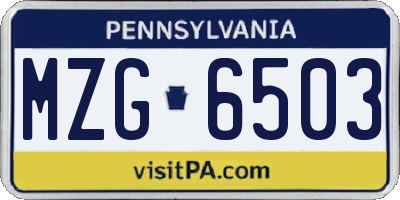 PA license plate MZG6503