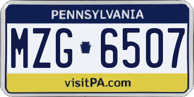 PA license plate MZG6507