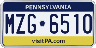 PA license plate MZG6510