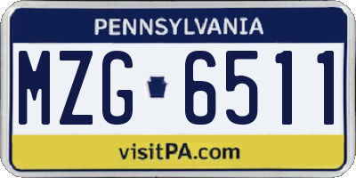 PA license plate MZG6511