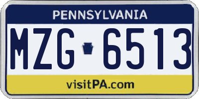 PA license plate MZG6513