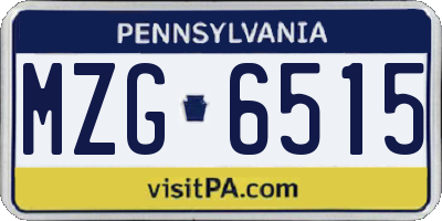 PA license plate MZG6515