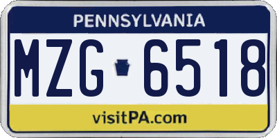 PA license plate MZG6518