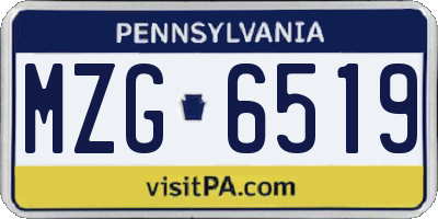 PA license plate MZG6519