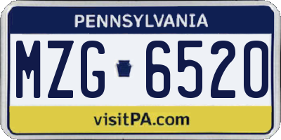 PA license plate MZG6520