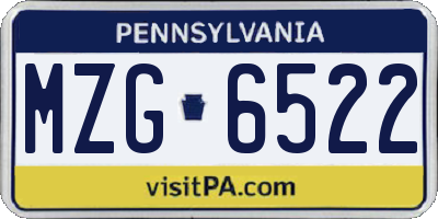 PA license plate MZG6522