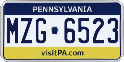 PA license plate MZG6523