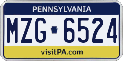 PA license plate MZG6524