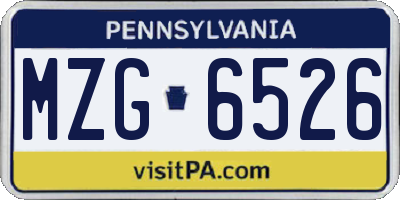 PA license plate MZG6526