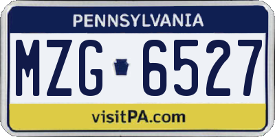 PA license plate MZG6527