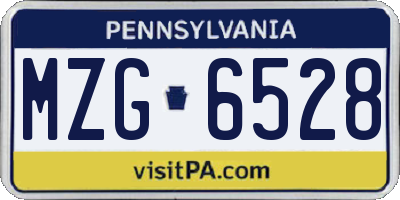 PA license plate MZG6528