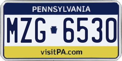 PA license plate MZG6530