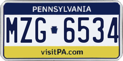 PA license plate MZG6534