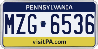 PA license plate MZG6536