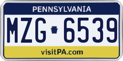 PA license plate MZG6539