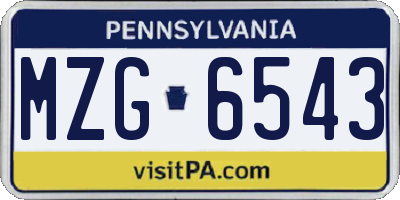 PA license plate MZG6543