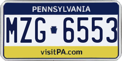 PA license plate MZG6553