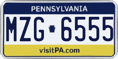 PA license plate MZG6555