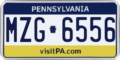 PA license plate MZG6556