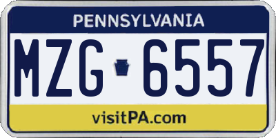 PA license plate MZG6557