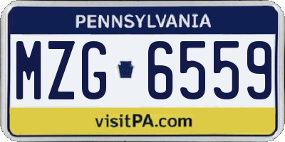 PA license plate MZG6559